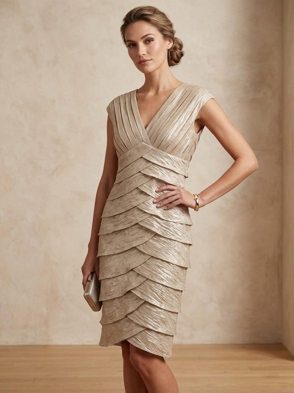 Adrianna Papell layered shimmer dress Size 4